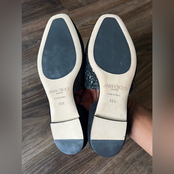 Jimmy Choo Women's Globe Glitter & Leather d'Orsay Flats - Picture 16 of 16